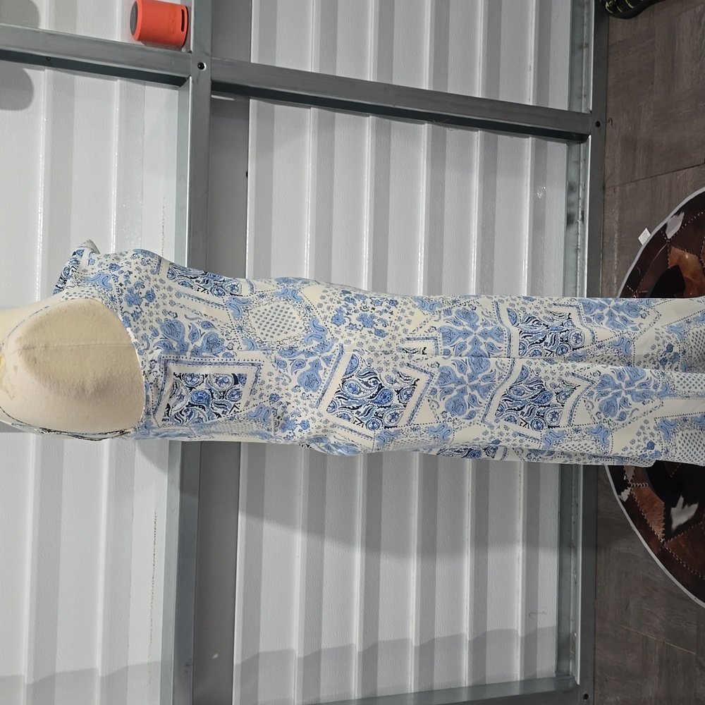 Lucy Paris Blue and‎ White Patchwork Pattern Dres… - image 4